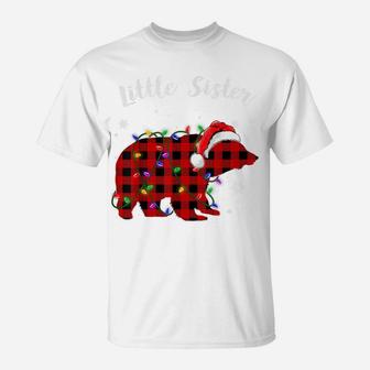 Red Plaid Little Sister Bear Buffalo Family Pajama Christmas T-Shirt | Crazezy AU