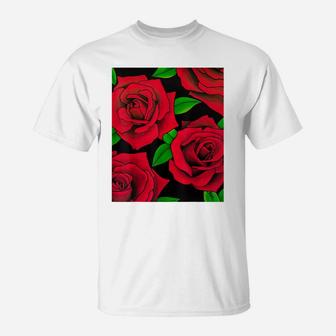 Red Roses Blooming Flower T-Shirt | Crazezy CA