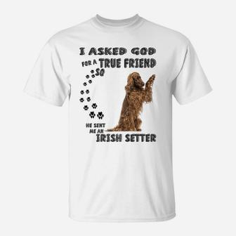 Red Spaniel Dog Mom Dad Quote Print, Cute Irish Red Setter T-Shirt | Crazezy UK