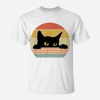 Retro Black Cat Lover Vintage Style Cats Cute Kitty T-Shirt | Crazezy