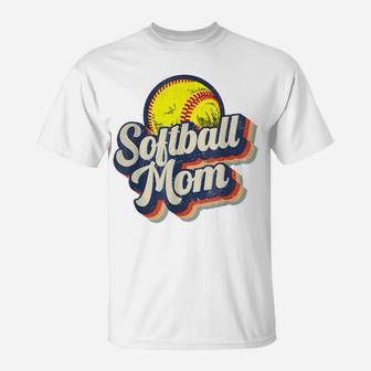 Retro Softball Mom Funny Vintage Softball Mom Mother's T-Shirt | Crazezy DE
