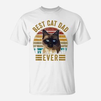 Retro Vintage Best Cat Dad Ever Fathers Day Siamese Cat Gift T-Shirt | Crazezy CA