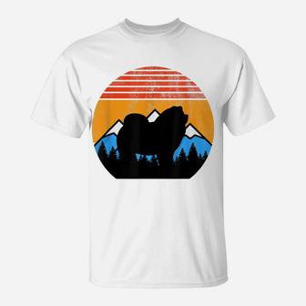 Retro Vintage Distressed Sunset And Mountains Chow Chow T-Shirt | Crazezy CA