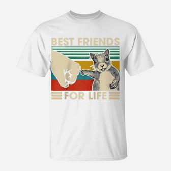 Retro Vintage Squirrel Best Friend For Life Fist Bump Raglan Baseball Tee T-Shirt | Crazezy CA