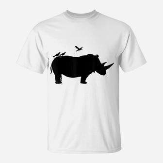 Rhino With Birds Rhinoceros T-Shirt | Crazezy AU