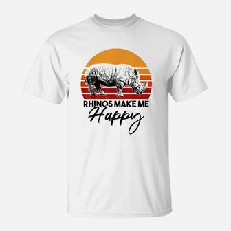 Rhinos Make Me Happy Vintage T-Shirt | Crazezy