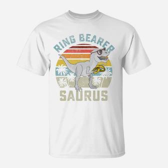 Ring Bearer Saurus Dinosaur Wedding T Rex Ring Security Boys T-Shirt | Crazezy CA