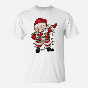 Santa Funny Christmas Tree Lights Xma Cute Cool Awesome T-Shirt | Crazezy
