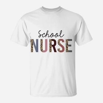 School Nurse Leopard Print Nursing Back To School Women Cute T-Shirt | Crazezy CA