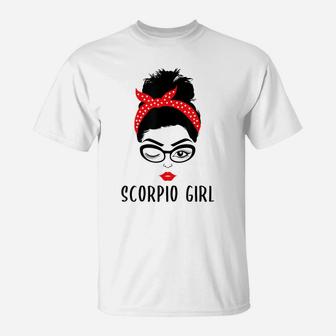 Scorpio Girl Astrology Wink Eye Woman Face Zodiac Gift T-Shirt | Crazezy
