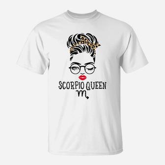 Scorpio Queen Woman Face Wink Eyes Lady Face Birthday Gifts T-Shirt | Crazezy