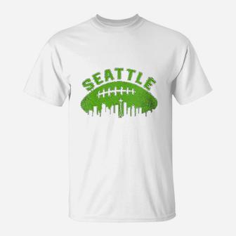 Seattle Washington Cityscape Retro Football T-Shirt | Crazezy CA