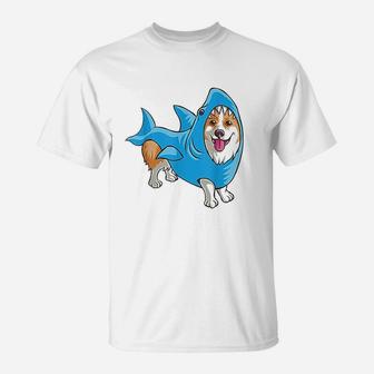 Shark Corgi Funny Dog Suit Puppy Great White Gift T-Shirt | Crazezy AU