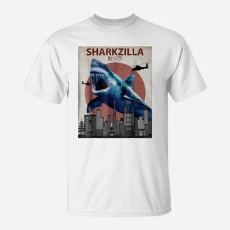 Sharkzilla Funny Shark | Shark Lovers Gift T-Shirt | Crazezy UK