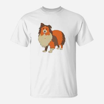 Sheltie Hund Grafik T-Shirt für Herren in Weiß, Tierliebhaber Design - Seseable