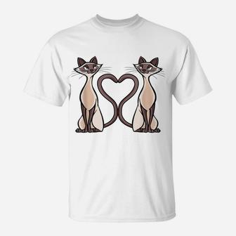 Siamese Cat Heart Design Cat Lovers, Ladies And Gentlemen T-Shirt | Crazezy UK