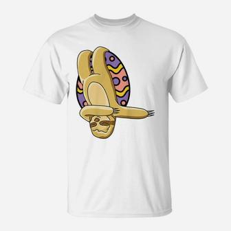Sloth Dabbing Happy Easter Cute Egg Hunting T-Shirt | Crazezy UK