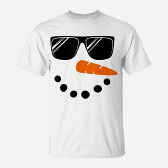 Snowman Face Shirt Boys Kids Toddler Glasse Christmas Winter T-Shirt | Crazezy