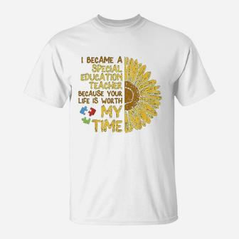 Special Education Teacher Sunflower Awareness Gift T-Shirt | Crazezy UK