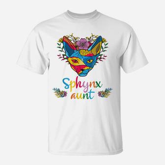 Sphynx Aunt Flower Hairless Cat Lovers T-Shirt | Crazezy