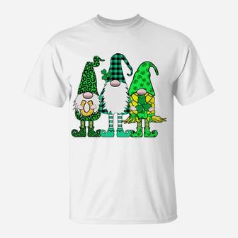 St Patrick's Day Gnome Long Legged Gnomes Irish Green Plaid T-Shirt | Crazezy