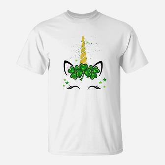 St Patricks Day Irish Unicorn Face T-Shirt - Thegiftio UK