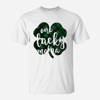 St Patricks Day Women One Lucky Mama Clover T-Shirt | Crazezy
