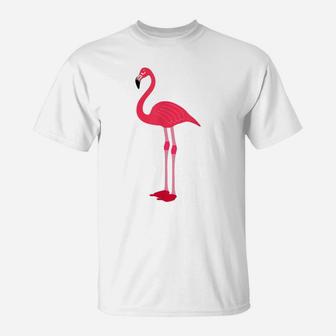 Standing Pink Flamingo Design T-Shirt | Crazezy