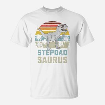 Stepdadsaurus T Rex Dinosaur Step Dad Saurus Family T-Shirt | Crazezy