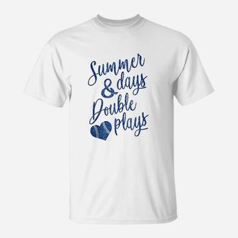 Summer Days Double Plays Baseball Softball T-Shirt | Crazezy