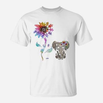 Sunflower Elephant Puzzle Pieces T-Shirt | Crazezy