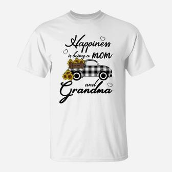 Sunflower Grandma Shirt Happiness Is Being A Mom And Grandma Sweatshirt T-Shirt | Crazezy