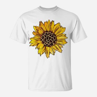 Sunflower Leopard Animal Print Fashion Flower Graphic T-Shirt | Crazezy