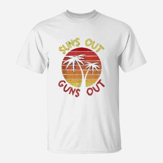 Suns Out Palm Beach Retro 80S Summer Vacation Muscle T-Shirt | Crazezy
