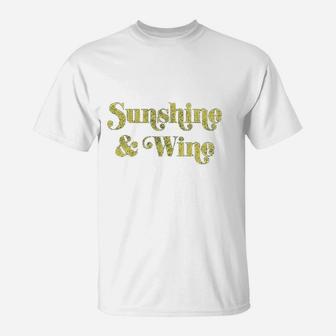 Sunshine And Wine Funny Summertime Drinking Vino Graphic T-Shirt | Crazezy UK