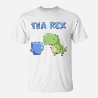 Tea Rex Cute Green Dinosaur T-Shirt | Crazezy