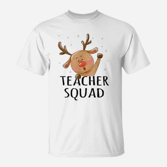 Teacher Squad Reindeer Funny Teacher Christmas Xmas Cute T-Shirt | Crazezy AU