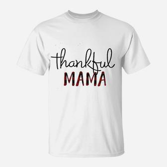 Thankful Mama Mom Letter Print Women Thanksgiving T-Shirt | Crazezy CA