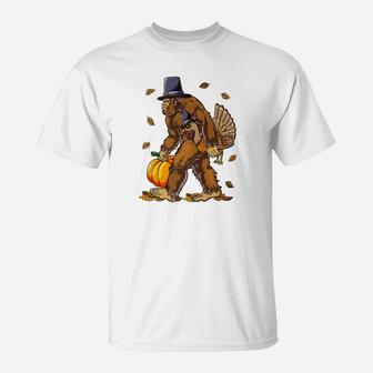 Thanksgiving Shirts For Boys Bigfoot Pilgrim Turkey Pumpkin T-Shirt - Thegiftio UK