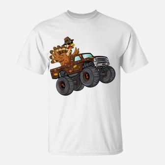 Thanksgiving Turkey Riding Monster Truck Boys Kids T-Shirt | Crazezy CA