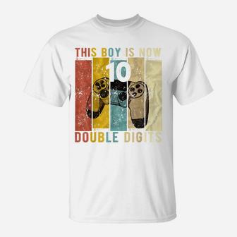 This Boy Is Now Double Digits 10 Year Old Boy 10Th Birthday T-Shirt | Crazezy CA