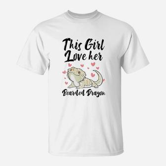 This Girl Loves Her Bearded Dragon Lizard Cute Animal Lover T-Shirt | Crazezy DE
