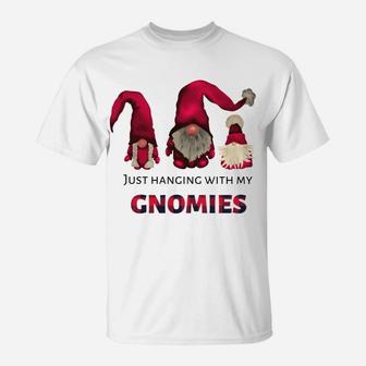 Three Gnomes - Just Hangin' With My Gnomies Buffalo Plaid T-Shirt | Crazezy CA