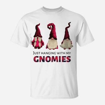 Three Gnomes - Just Hanging With My Gnomies Buffalo Plaid T-Shirt | Crazezy DE