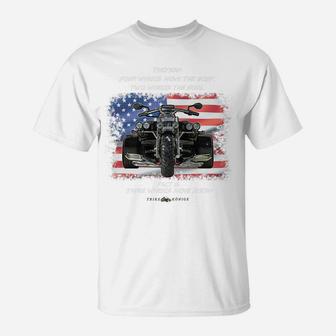 Three Wheels Do Both Usa Flags Trike Gift T-Shirt | Crazezy