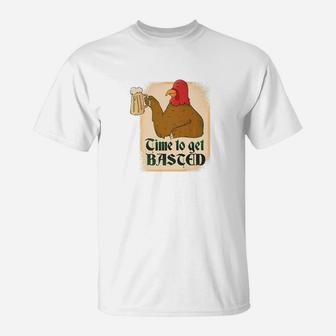 Time To Get Basted Thanksgiving Turkey Beer Funny T-Shirt - Thegiftio UK