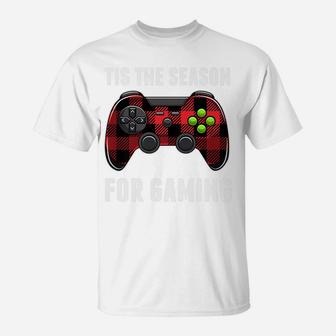 Tis The Season For Gaming Buffalo Plaid Gamer Christmas Gift T-Shirt | Crazezy CA
