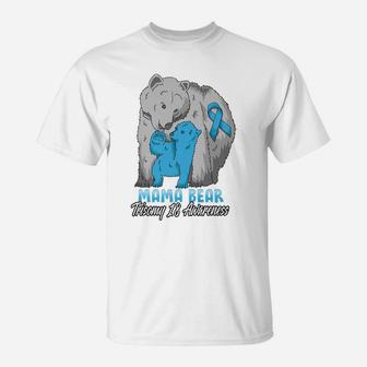 Trisomy 18 Child Awareness Father Bear Support Ribbon T-Shirt | Crazezy