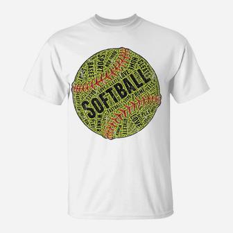 Typography Softball For Girls, Women And Teens T-Shirt | Crazezy CA