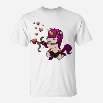 Unicorn Cupid Valentines Day Gift Valentine T-Shirt - Seseable